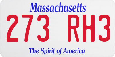 MA license plate 273RH3