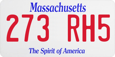 MA license plate 273RH5