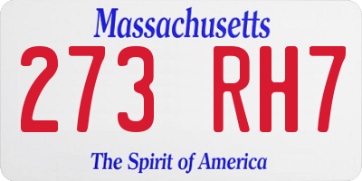 MA license plate 273RH7