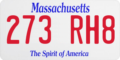MA license plate 273RH8