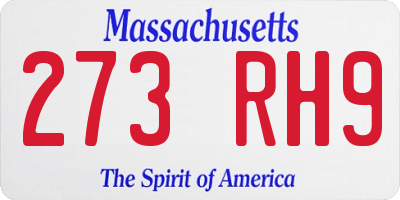 MA license plate 273RH9