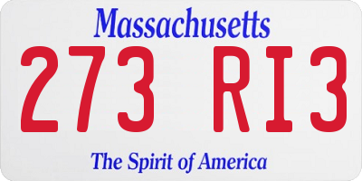 MA license plate 273RI3