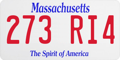 MA license plate 273RI4