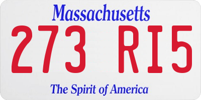 MA license plate 273RI5