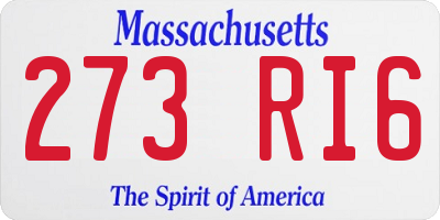 MA license plate 273RI6