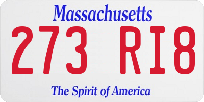 MA license plate 273RI8