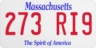 MA license plate 273RI9