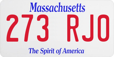 MA license plate 273RJ0