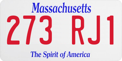MA license plate 273RJ1