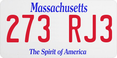 MA license plate 273RJ3