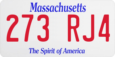 MA license plate 273RJ4
