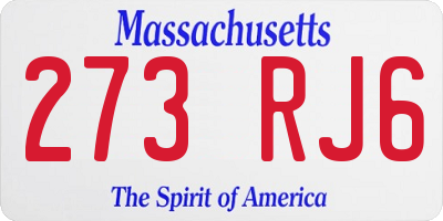 MA license plate 273RJ6