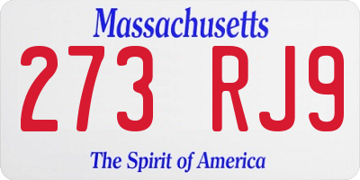 MA license plate 273RJ9