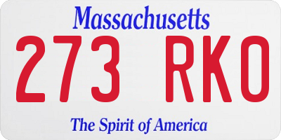 MA license plate 273RK0