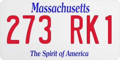 MA license plate 273RK1