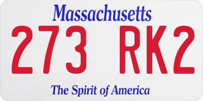 MA license plate 273RK2