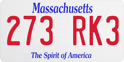 MA license plate 273RK3
