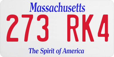 MA license plate 273RK4
