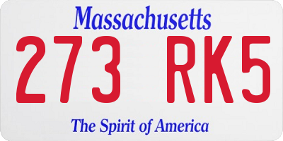 MA license plate 273RK5