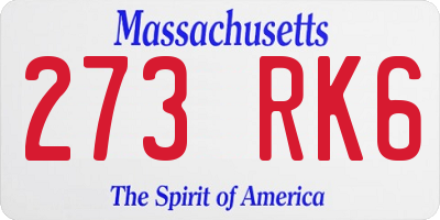 MA license plate 273RK6