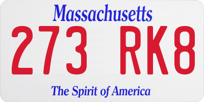 MA license plate 273RK8