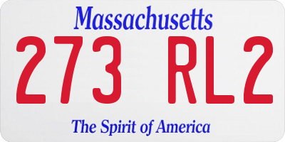 MA license plate 273RL2