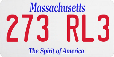 MA license plate 273RL3