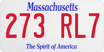 MA license plate 273RL7