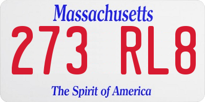 MA license plate 273RL8