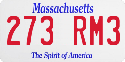 MA license plate 273RM3
