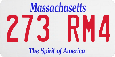 MA license plate 273RM4