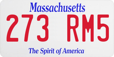 MA license plate 273RM5