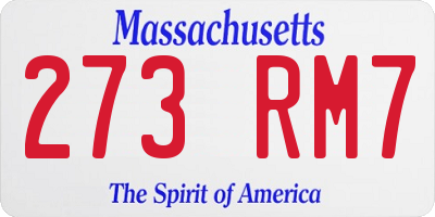 MA license plate 273RM7