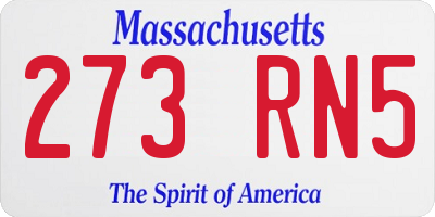 MA license plate 273RN5