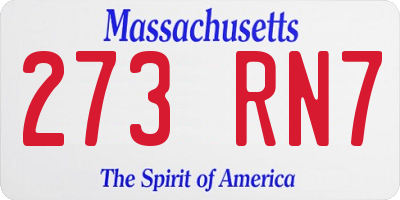 MA license plate 273RN7