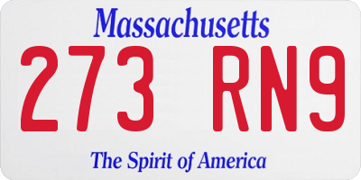 MA license plate 273RN9