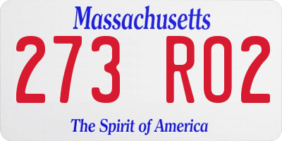 MA license plate 273RO2