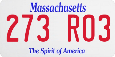 MA license plate 273RO3