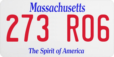 MA license plate 273RO6