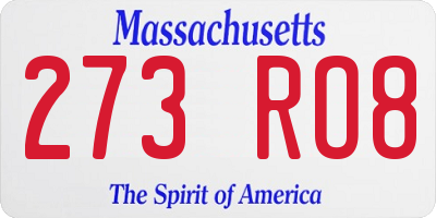 MA license plate 273RO8