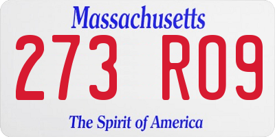 MA license plate 273RO9
