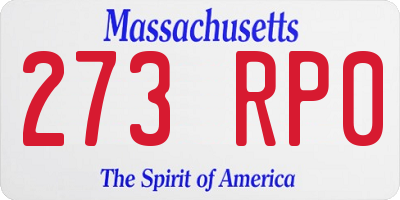 MA license plate 273RP0