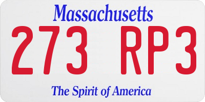 MA license plate 273RP3