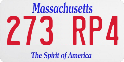 MA license plate 273RP4