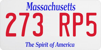 MA license plate 273RP5