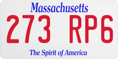 MA license plate 273RP6