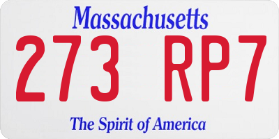 MA license plate 273RP7