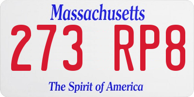 MA license plate 273RP8