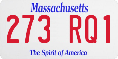 MA license plate 273RQ1