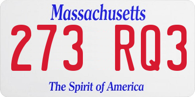 MA license plate 273RQ3